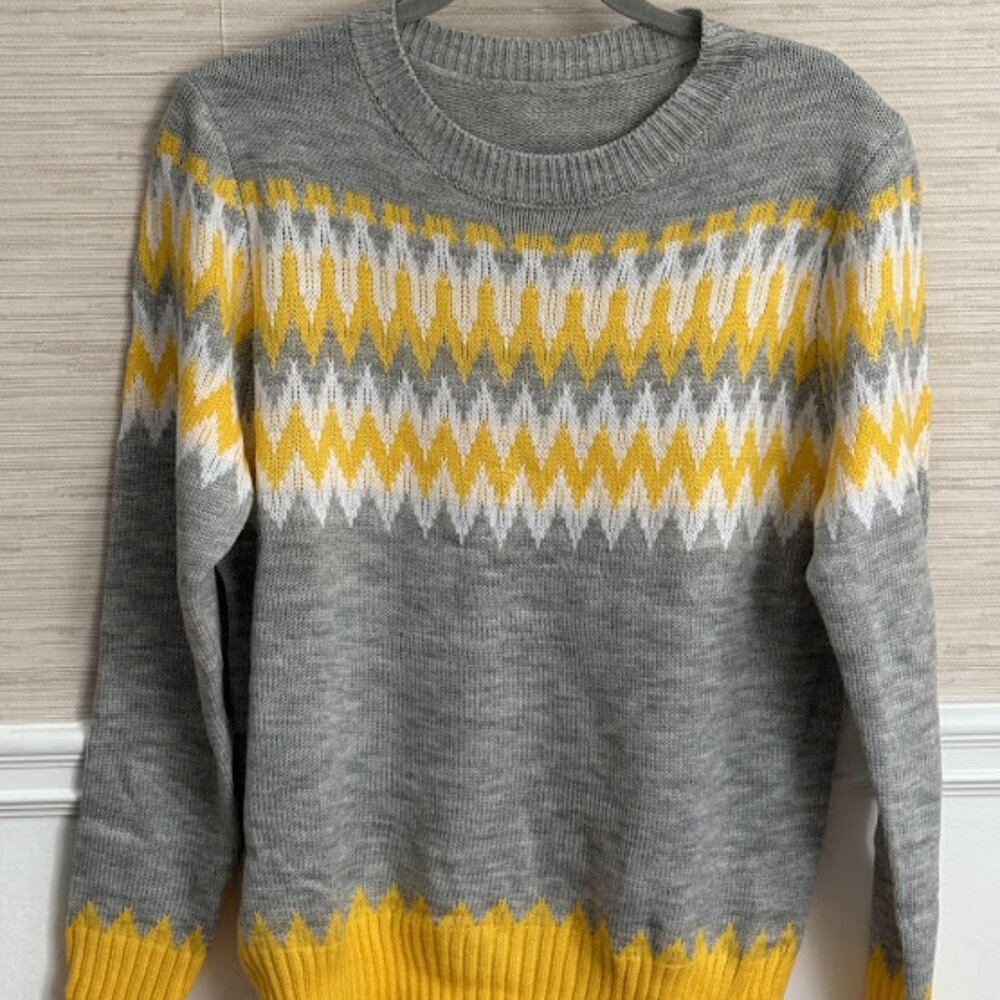 NWT Gray Faire Isle Crewneck Sweater